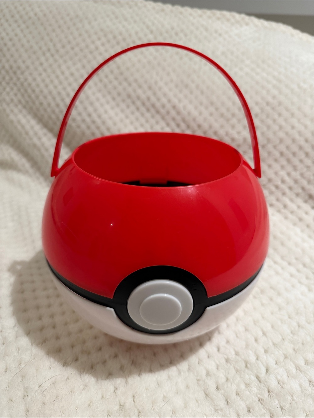 Red Poké Ball Halloween costume Candy Bucket Pail - Red White